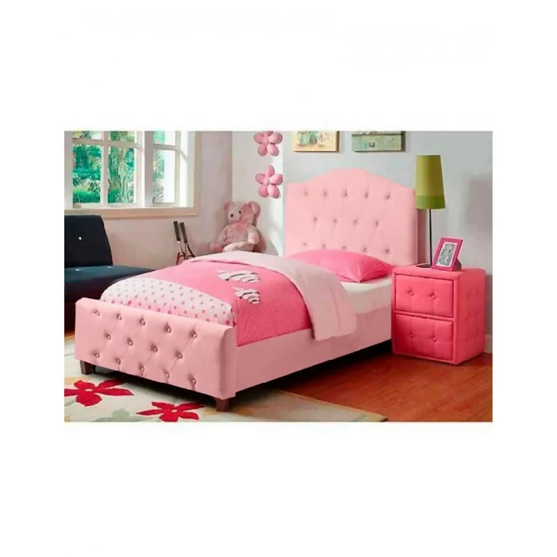 Combo de Lujo para Niñas, Base Cama, Cabecero y Mesa de Noche 140x190 Magic Rosa