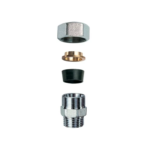 Niplex maschio cromato c/monocono in gomma per rame 3/4 x 18