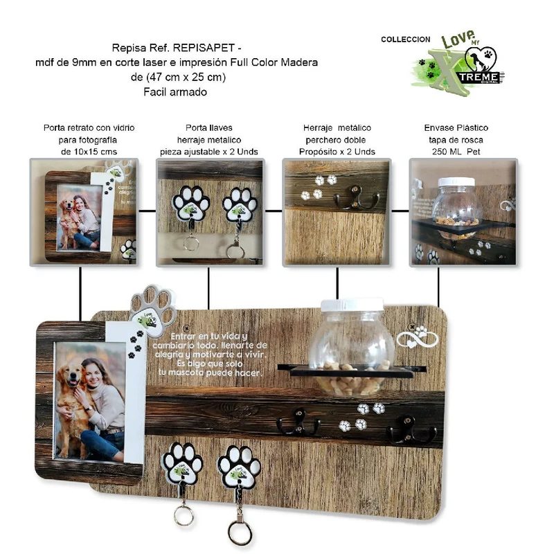 Repisa Pet (47cm x 25cm) Color Madera