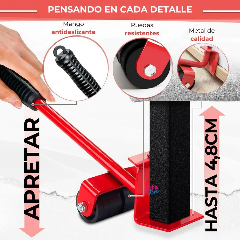 Herramienta Elevador de Muebles Base Soporte Objetos Pesados
