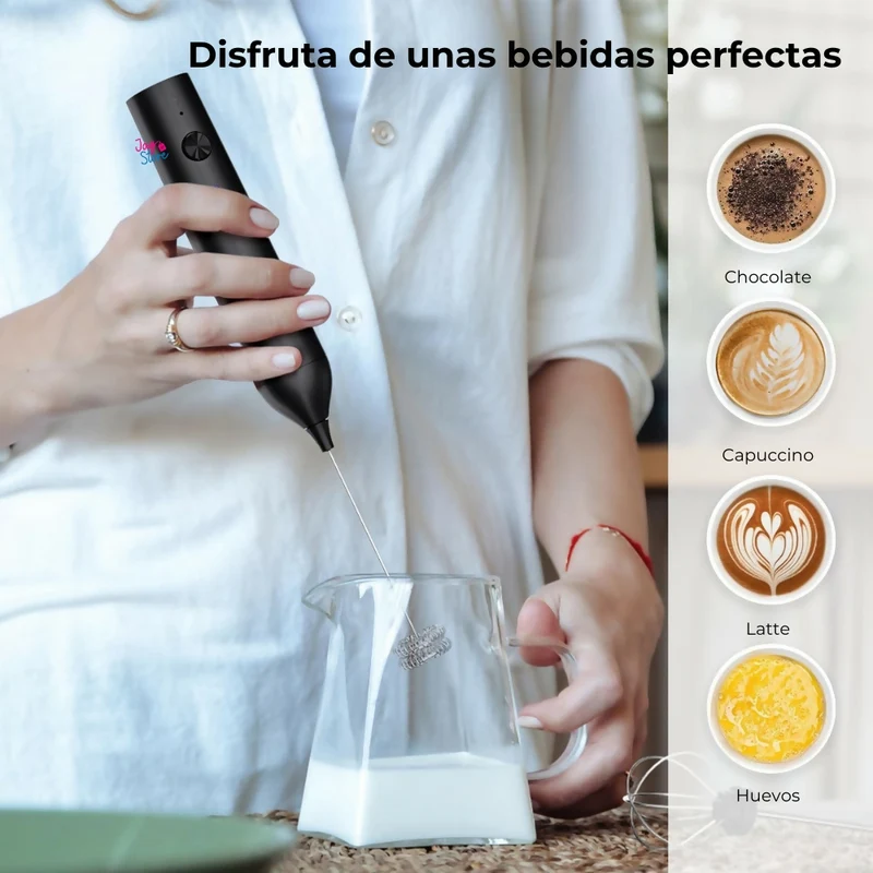 Espumador Recargable de Leche Batidor Mezclador Café Huevos