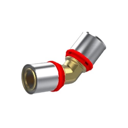 Raccordo a pressare ikaro curvo doppio a 45 diam. 32x3 -conf