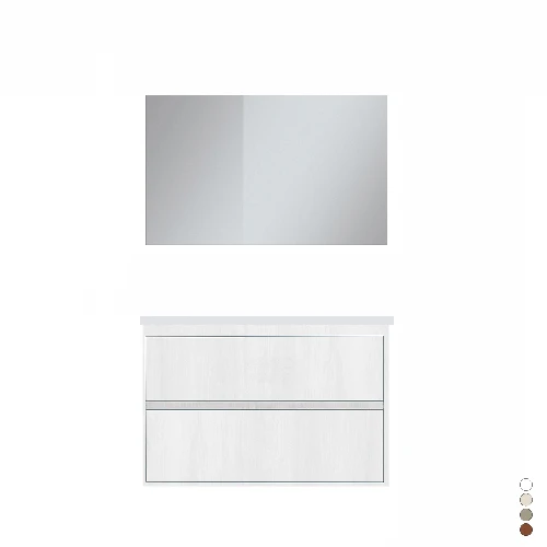 Mobile bagno sospeso completo elegance l. 80 cm noce