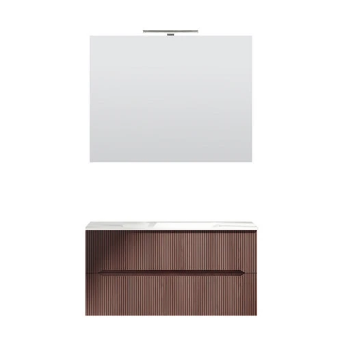 Mobile bagno sospeso linea stick cannettato da 90 cm bianco opaco