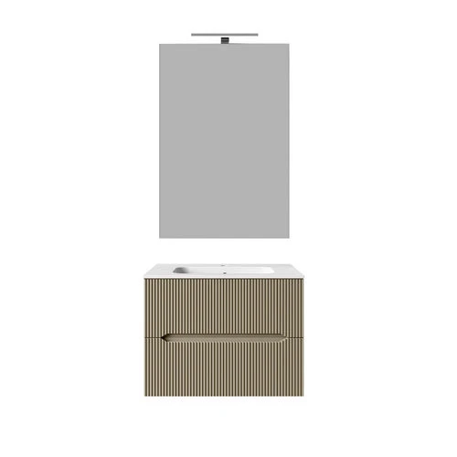 Mobile bagno sospeso linea stick cannettato da 60 cm bianco opaco