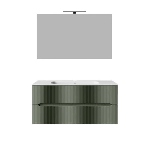 Mobile bagno sospeso linea stick cannettato da 120 cm tortora opaco