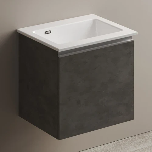 Mobile lavatoio sospeso con lavabo in ceramica e maniglia a gola olmo montano lxp 60x50 cm