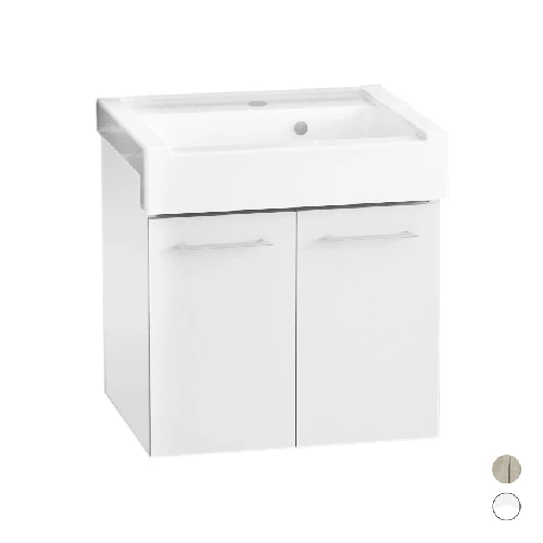 Mobile lavatoio sospeso con lavabo in ceramica 2 ante bianco classico lxp 60x50 cm