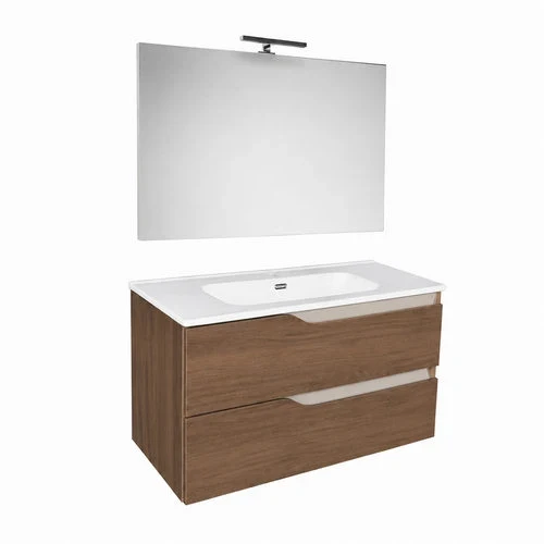 Mobile bagno sospeso mod. praga l. 100 cm rovere grigio bianco lucido