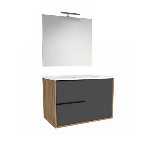 Mobile bagno sospeso mod. lisboa consolle l. 80 cm pietra tortora opaco