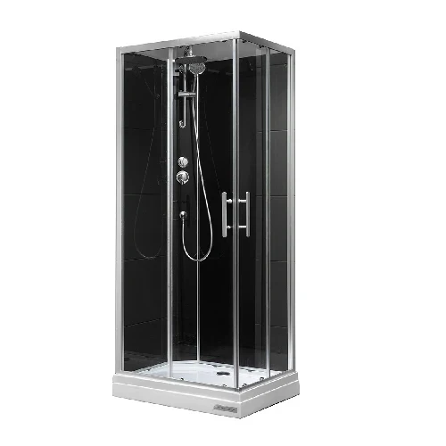 Cabina doccia modello kenya apertura 2 ante scorr. 2 fisse cm 80x120 vetro trasparente pann. bianco