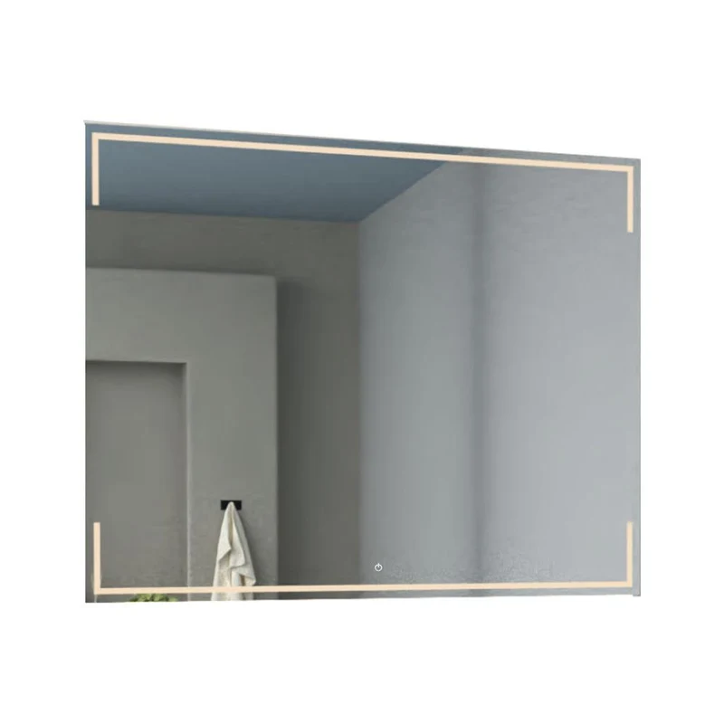 Espejo Rectangular Terranova, Gris, con Luz LED y Botón Touch
