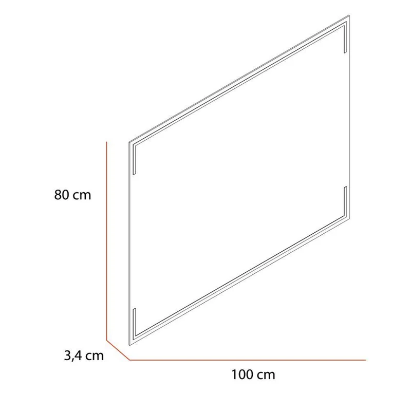 Espejo Rectangular Terranova, Gris, con Luz LED y Botón Touch