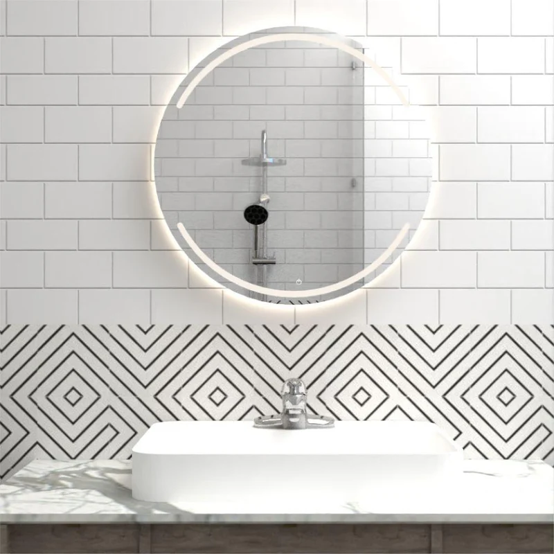 Espejo Circular Dallas, Gris, con Luz LED - Sensor