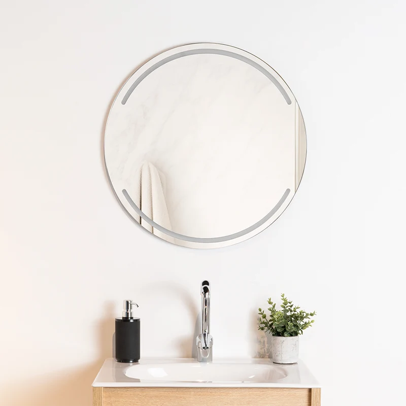 Espejo Circular Dallas, con Diseño en Sandblasting