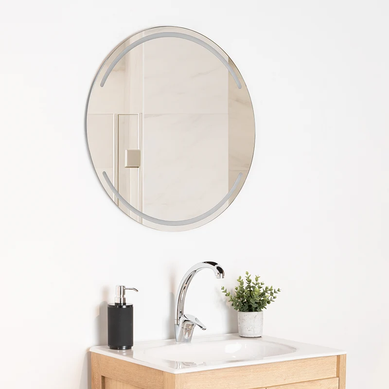 Espejo Circular Dallas, con Diseño en Sandblasting