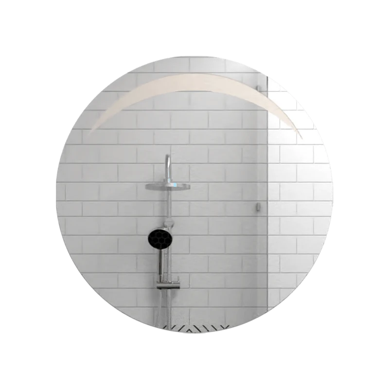 Espejo Circular Bombay, Gris, con Diseño en Sandblasting