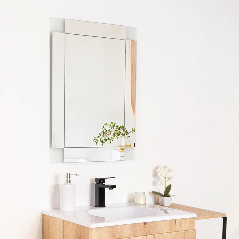Espejo Rectangular Génova, Capri 75, Ensamble a la Pared con Diseño en Sandblasting