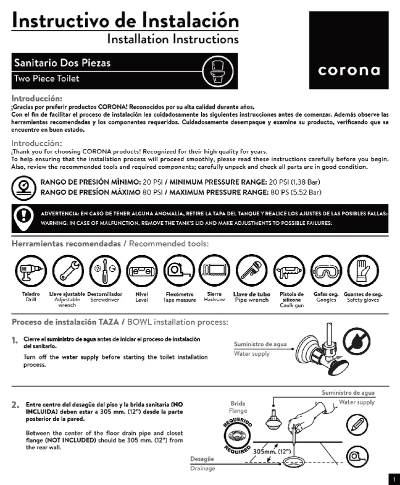 Sanitario Corona Manantial Pro Redondo Azul