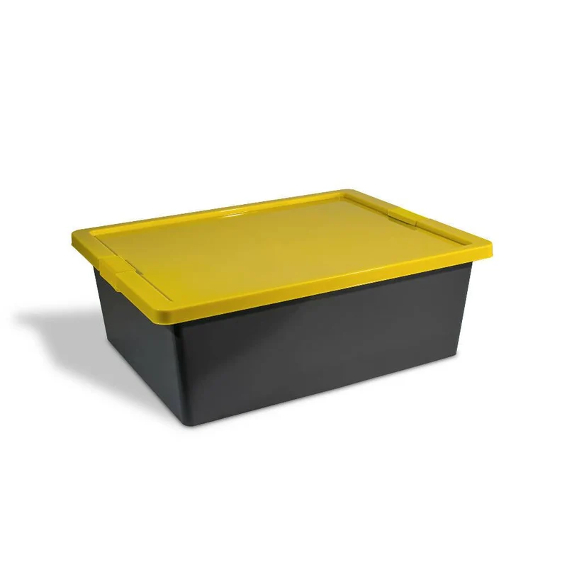 Caja Organizadora con Broches Forte 37L Gris-Amarillo