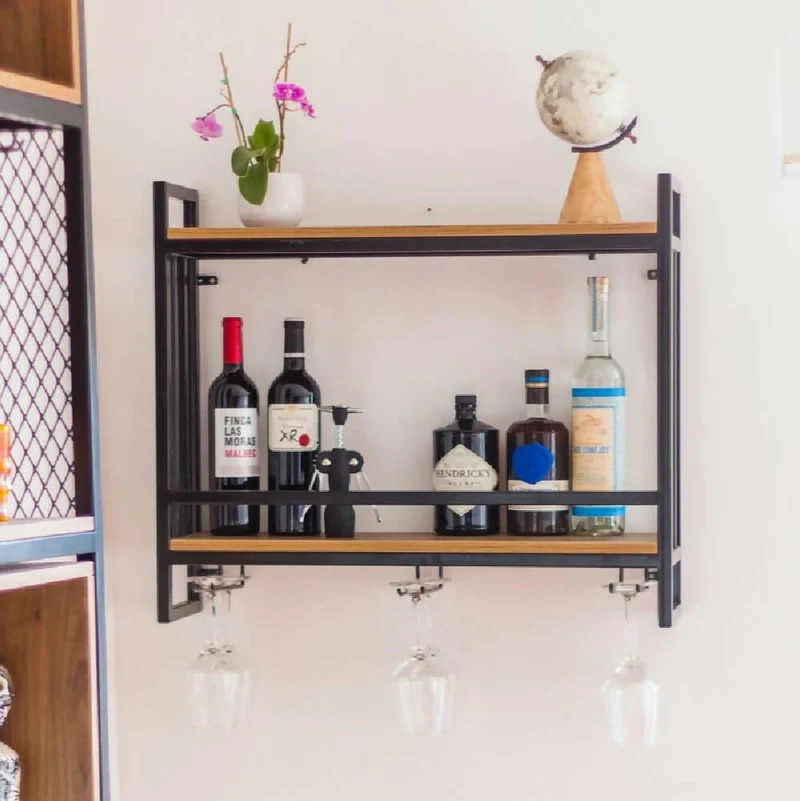 Repisa Bar Pared con Porta Copas Akima