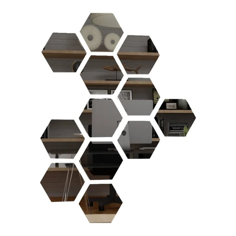 Espejo Hexagonal Lirio, Gris, Diseño Moderno