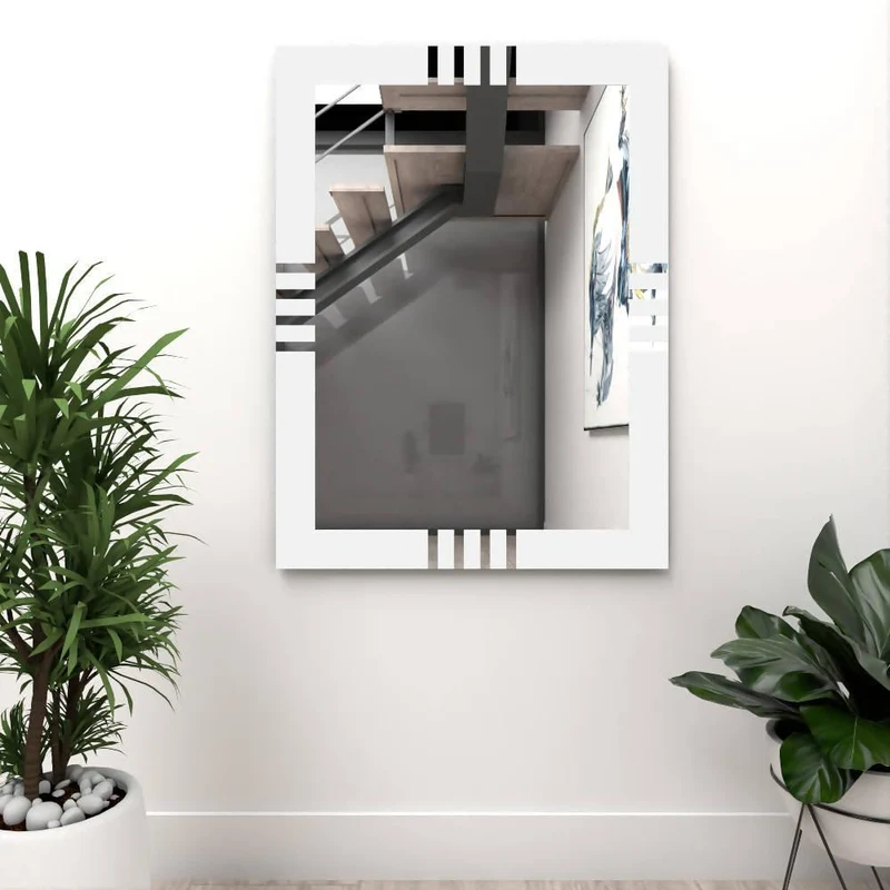 Espejo Rectangular Dalí, Gris, con Diseño en Sandblasting