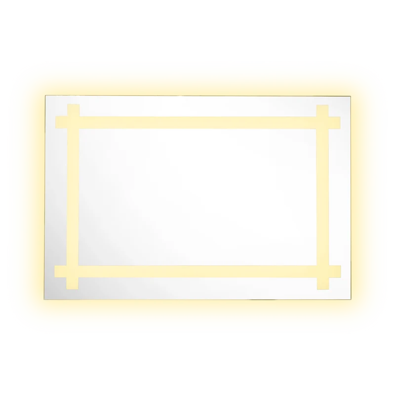 Espejo Rectangular Broni, Gris, con Luz LED