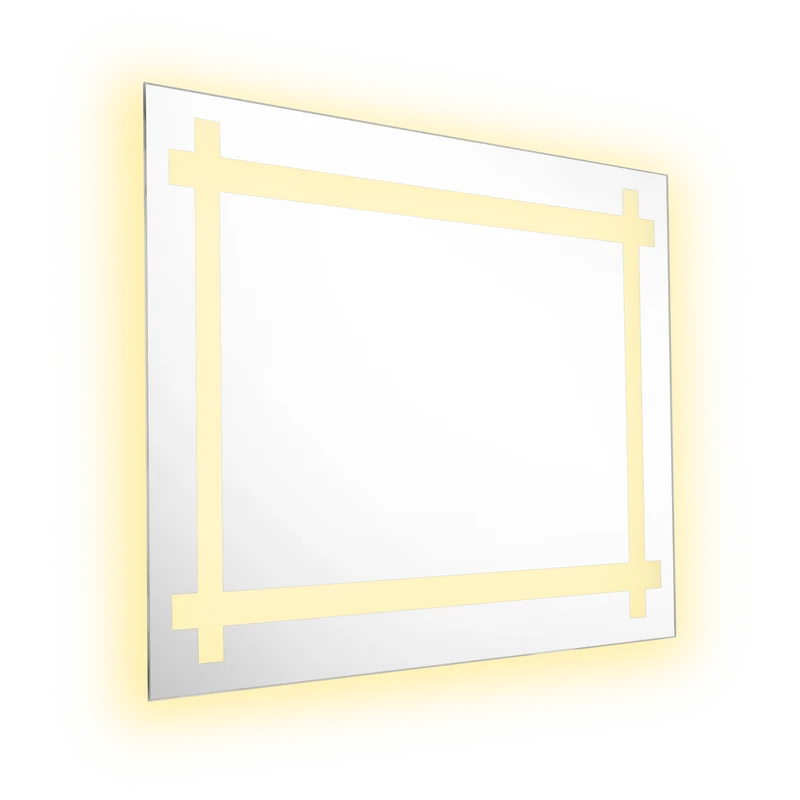 Espejo Rectangular Broni, Gris, con Luz LED
