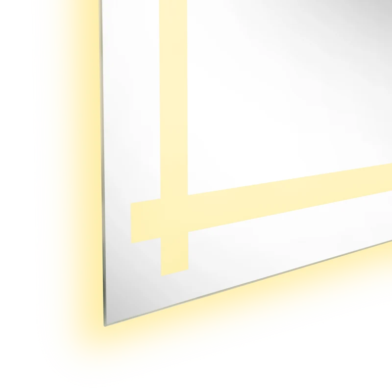 Espejo Rectangular Broni, Gris, con Luz LED
