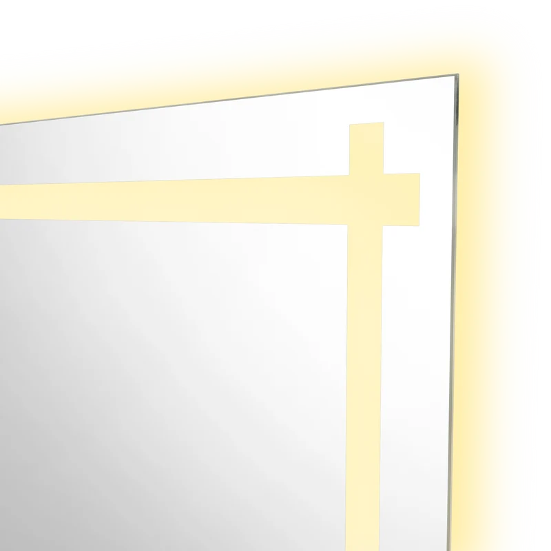 Espejo Rectangular Broni, Gris, con Luz LED