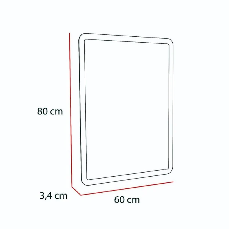 Espejo Rectangular Arezzo, con Diseño en Sandblasting y Luz LED