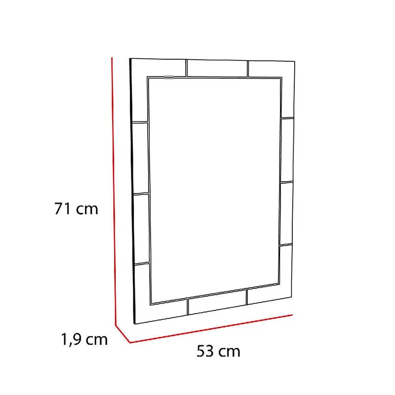 Espejo Rectangular Turín, Gris, con Diseño en Sandblasting