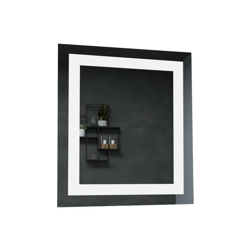 Espejo Rectangular Torino, Gris, con Luz LED y Diseño en Sandblasting