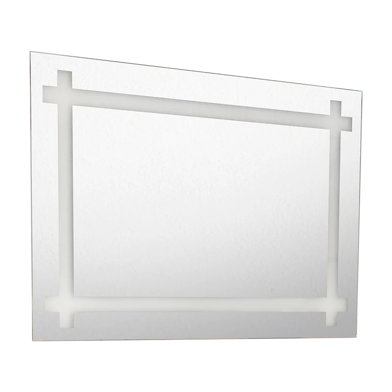 Espejo Rectangular Broni, Gris, con Diseño en Sandblasting