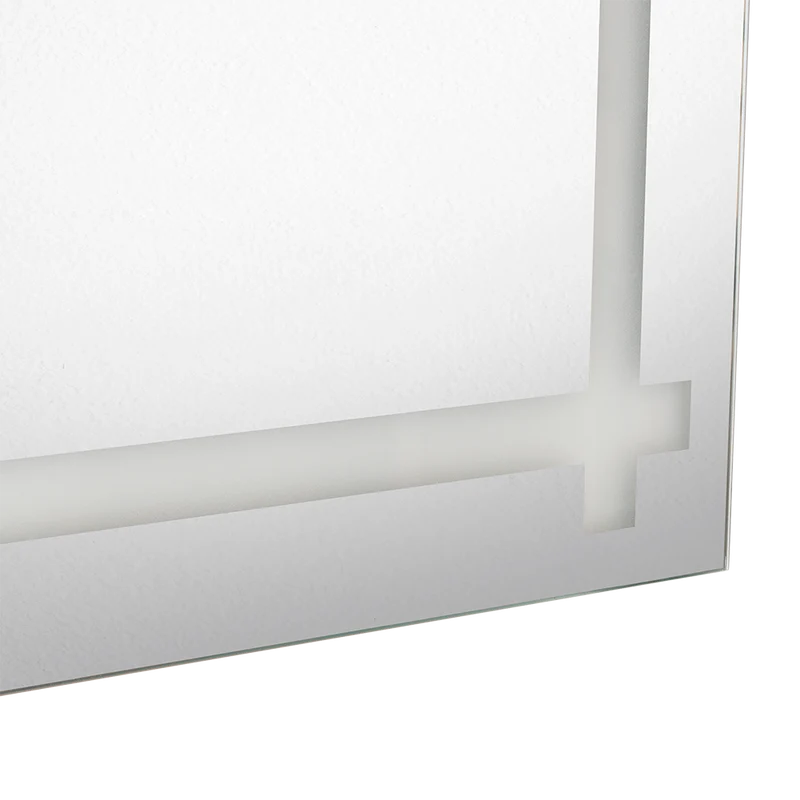 Espejo Rectangular Broni, Gris, con Diseño en Sandblasting
