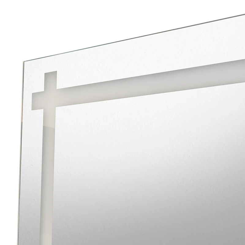 Espejo Rectangular Broni, Gris, con Diseño en Sandblasting
