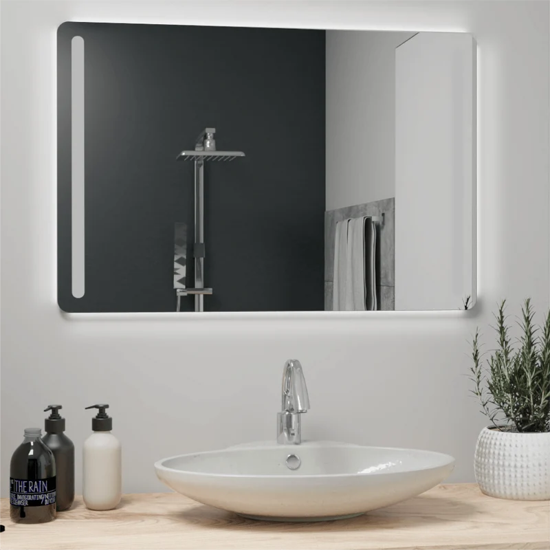 Espejo Rectangular Broni, Gris, con Luz LED