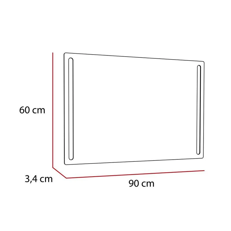 Espejo Rectangular Broni, Gris, con Luz LED