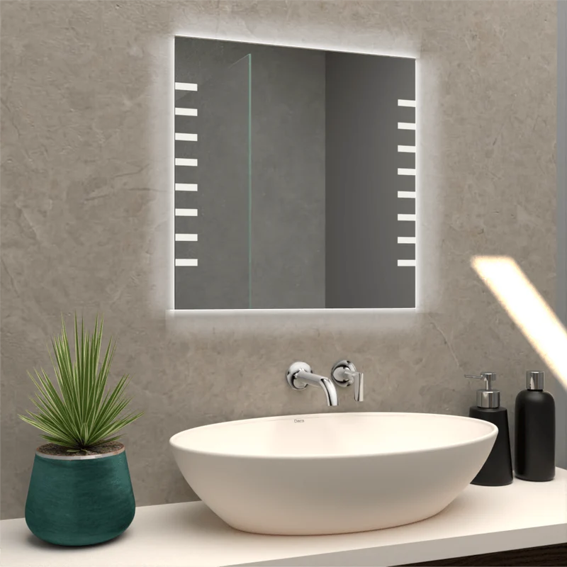 Espejo Cuadrado Cairo, Gris, con Luz LED