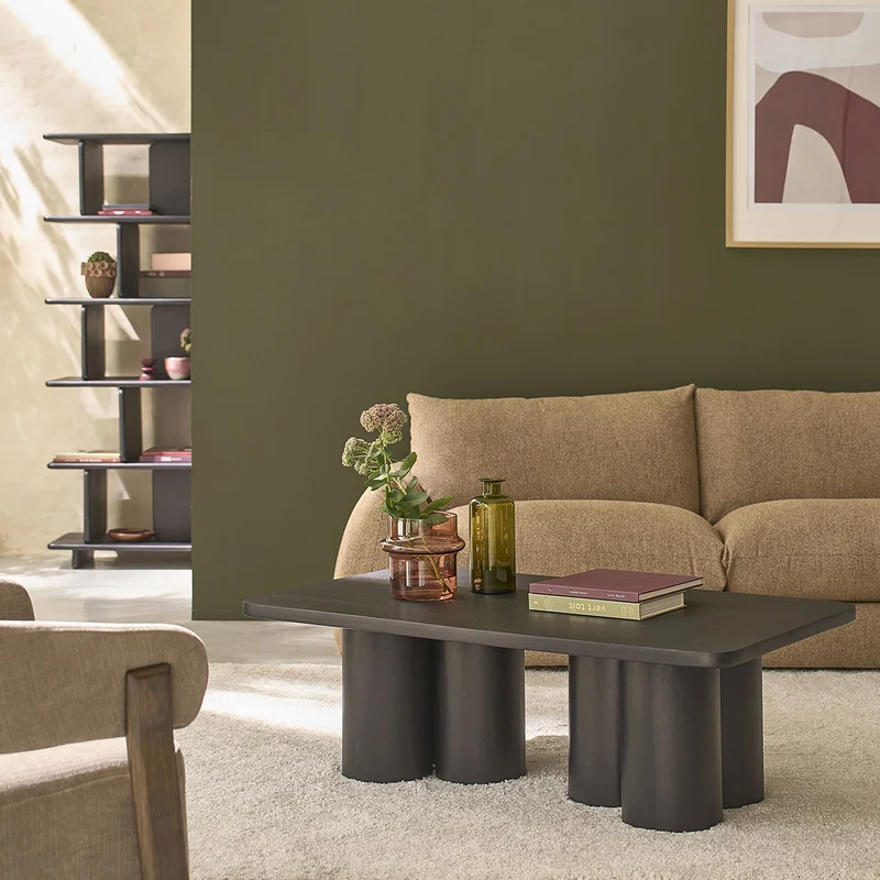 Mesa de centro de madera maciza de mango negro, 120 cm