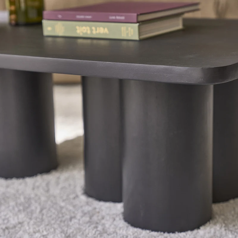 Mesa de centro de madera maciza de mango negro, 120 cm