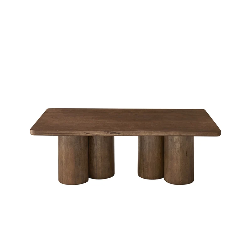 Mesa de centro de madera maciza de mango marrón, 120 cm