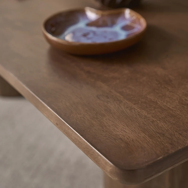 Mesa de centro de madera maciza de mango marrón, 120 cm