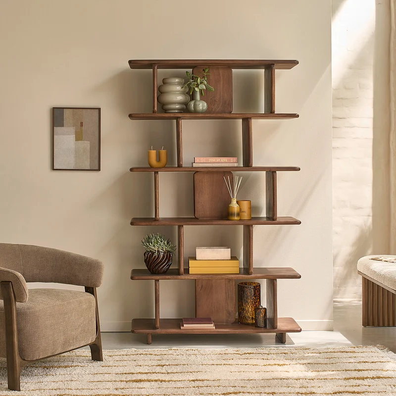 Librería de madera maciza de mango, 106 cm