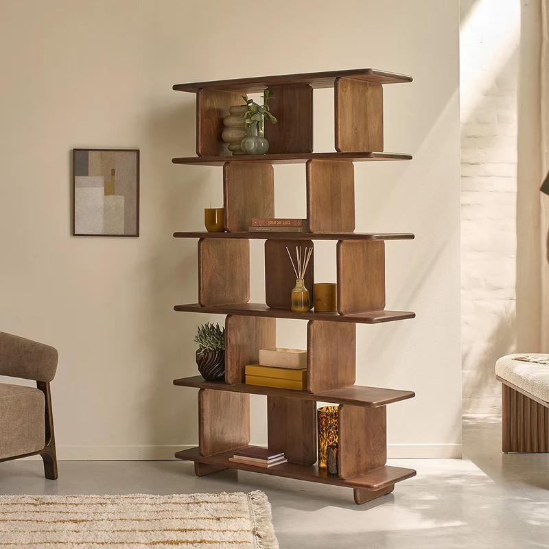 Librería de madera maciza de mango, 106 cm