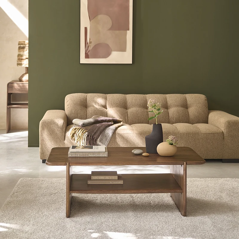 Mesa de centro de madera maciza de mango, 120 cm