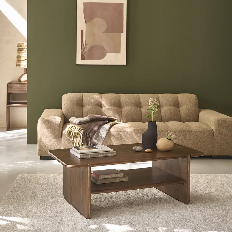 Mesa de centro de madera maciza de mango, 120 cm