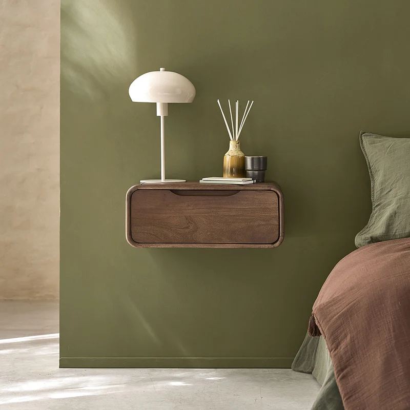 Mesita de noche de madera maciza de mango, 50 cm