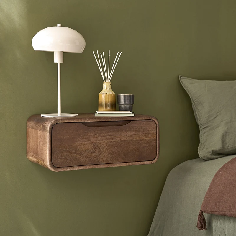 Mesita de noche de madera maciza de mango, 50 cm